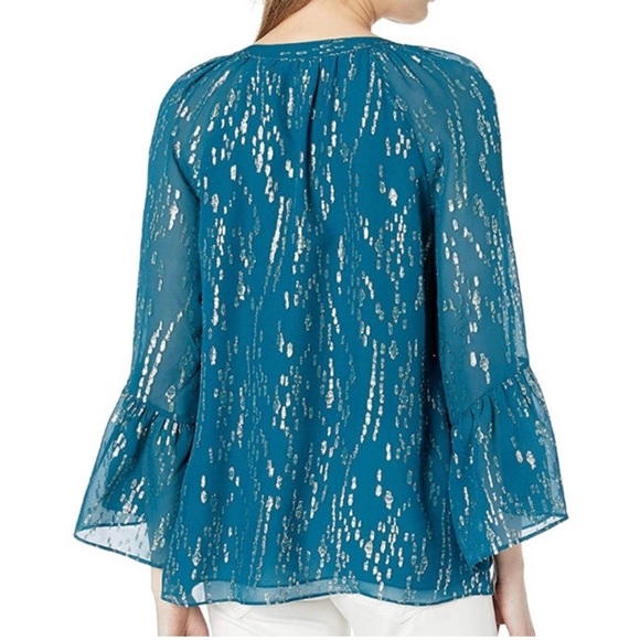 Lilly Pulitzer Fish Clip Chiffon Silk Matilda Top Casual Shirt Blouse Size XXS - Picture 2 of 10